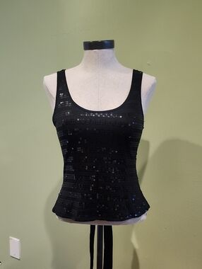 Y2k Aryeh Black Sequin Scoop Neck Tank